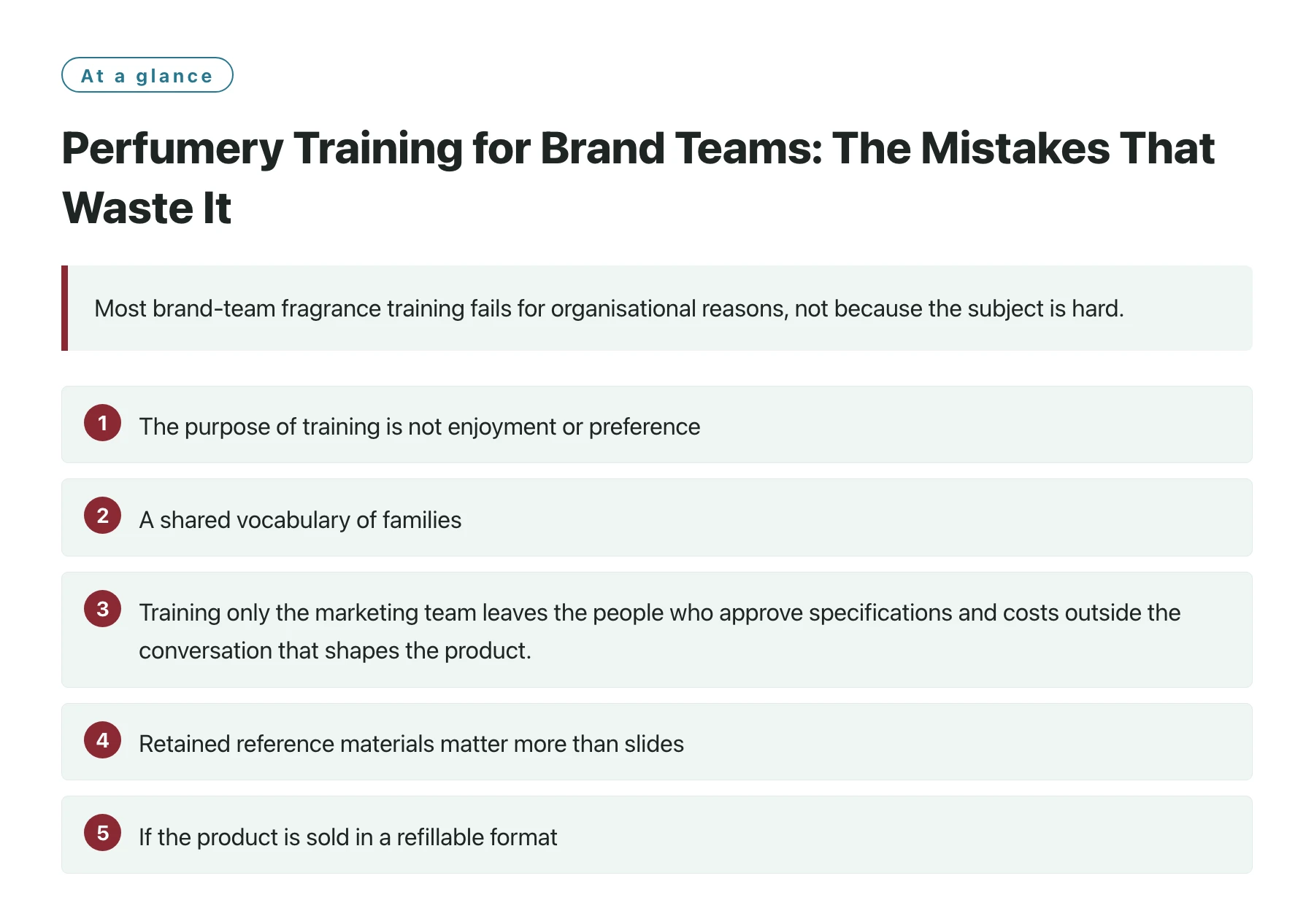 Perfumery Training for Brand Teams: The Mistakes That Waste It——全文要点速览